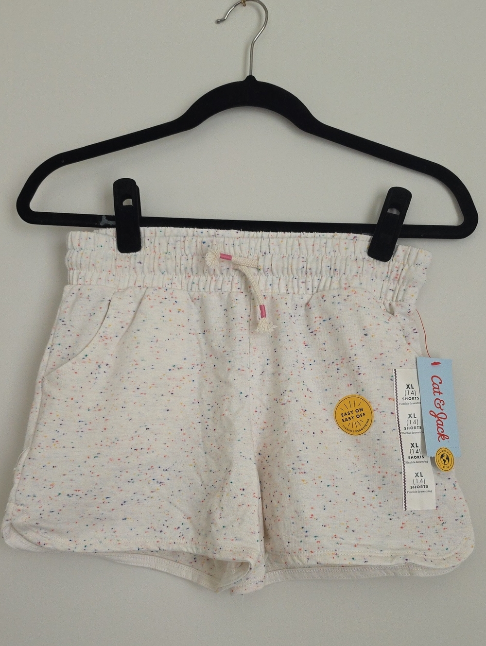 Cat & Jack Cream Speckled Knit Drawstring Shorts